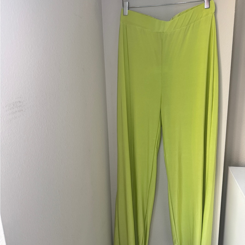 Boohoo Lime Wide Leg Pants